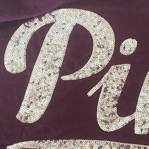 PINK VICTORIAS SECRET OVERSIZED SEQUIN LONG SLEEVE TEE SHIRT MEDIUM - Picture 9 of 13